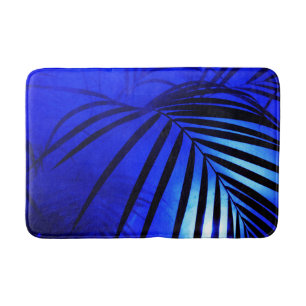 Palm verlaat moonlight moderne tropisch blauw zwar badmat