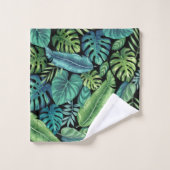 Palm vert et Turquoise Tropical Banana Monstera Fe (Gant de toilette)