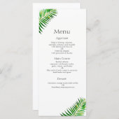 Palm vert tropicale menu feuille mariage (Devant / Derrière)