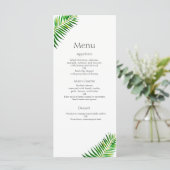 Palm vert tropicale menu feuille mariage (Debout devant)