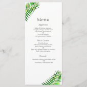 Palm vert tropicale menu feuille mariage (Devant)