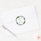 Palm Wreath Personalized Wedding Ronde Sticker (Envelop)