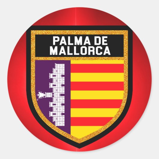 Palma de Mallorca Flag Ronde Sticker (Voorkant)