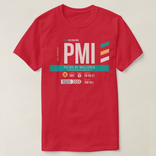 Palma de Mallorca PMI Airport Code Baggage Label T-shirt (Design voorkant)