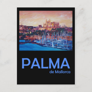 Palma de Mallorca Retro Travel Poster Briefkaart