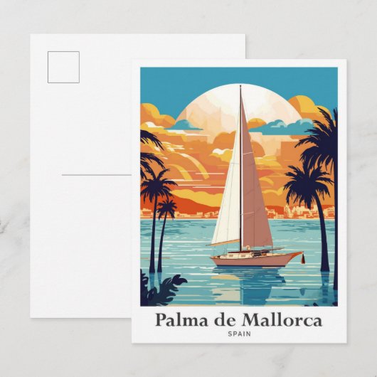 Palma de Mallorca Spanje Reisillustratie Briefkaart (Voorkant / Achterkant)