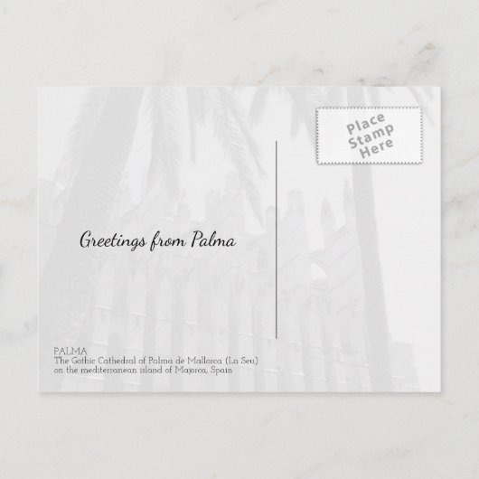 Palma Gothic Cathedral Majorca Spanje Reis Briefkaart (Achterkant)