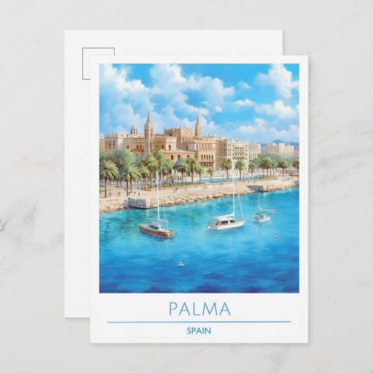 Palma Spanje Vintage Reizen Briefkaart (Voorkant / Achterkant)