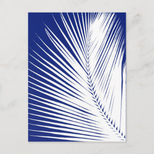 Palmblad - blauw van de marine en wit briefkaart