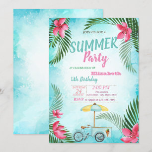 Palmblad,Bloemen,Ijsfiets Verjaardagsfeestje Kaart