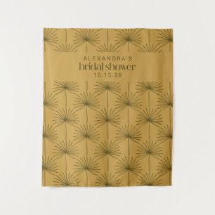 Palmblad botanische mosterdkleurige douche voor de wandkleed