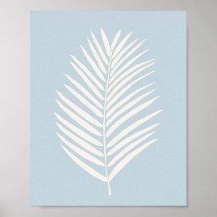 Palmblad Crème en Lichtblauw Poster