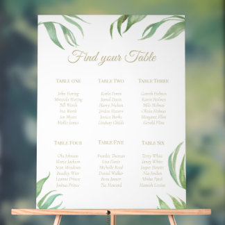 Palmblad Gouden Tekst Acryl 6 Tafelplan Bord