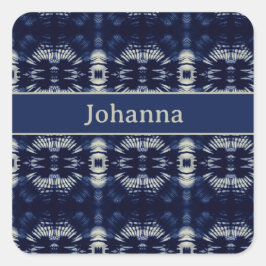 Palmblad in Delfts Blauw | Persoonlijk Symmetrisch Vierkante Sticker