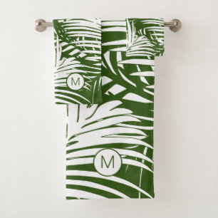 Palmblad patroon Moderne tropen monogram Bad Handdoek