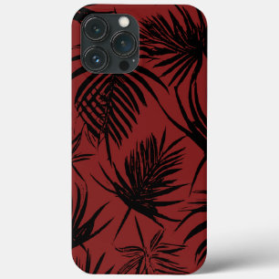 Palmblad - rood & zwart bloemontwerp iPhone 13 pro max hoesje