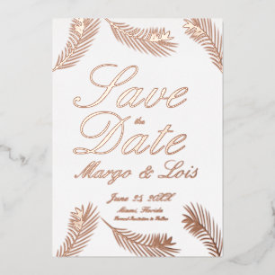 Palmblad Save the Date Gedrukt Folie Uitnodiging