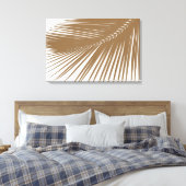Palmblad - taupe op wit canvas afdruk (Insitu (Slaapkamer))