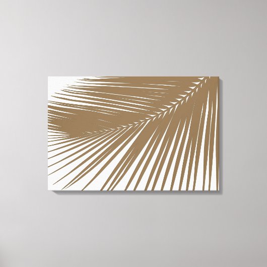 Palmblad - taupe op wit canvas afdruk (Voorkant)