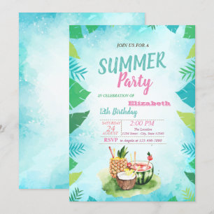 Palmblad, Tropisch Fruit, Verjaardagsfeestje in de Kaart
