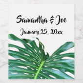 Palmblad, tropisch gebladerte, jungle regenwoud wijn etiket (Enkel label)