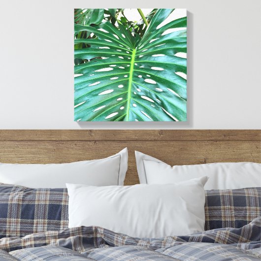 Palmblad, tropisch gebladerte, oerwoud regenwoud canvas afdruk (Insitu (Slaapkamer))