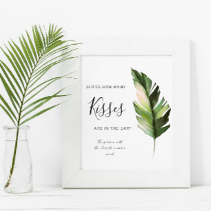Palmblad Tropisch Hoeveel Kusjes Bord Poster