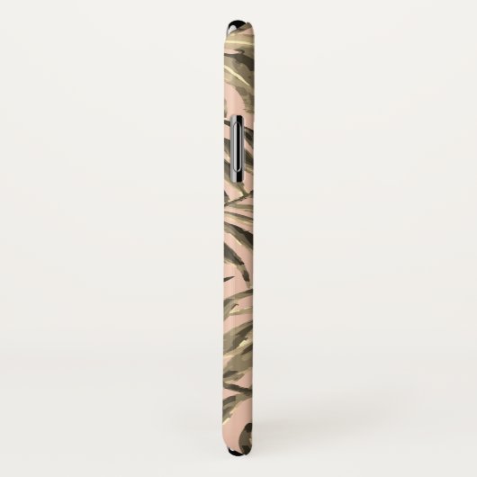 Palmblad tropisch roze perzik goud monogram Case-Mate iPhone case (Achterkant / rechts)
