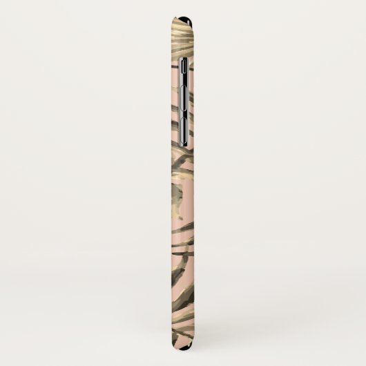 Palmblad tropisch roze perzik goud monogram Case-Mate iPhone case (Achterkant/links)