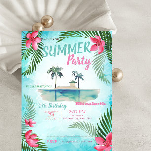 Palmblad,Tropische Bloemen,Eiland Verjaardagsfeest Kaart