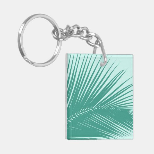 Palmblad - Turquoise en aqua Sleutelhanger (Voorkant Links)