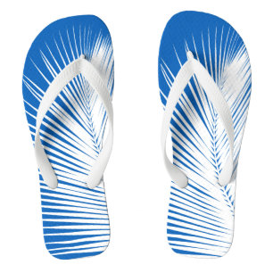 Palmblad - wit op kobaltblauw teenslippers