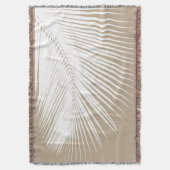 Palmblad - wit op taupettan deken (Voorkant Verticaal)