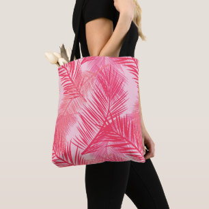 Palmbladafdrukken, Fuchsia, koraal- en pastroze Draagtas