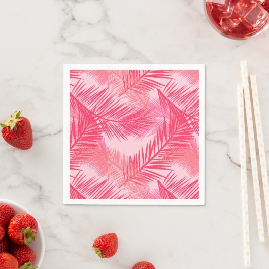 Palmbladafdrukken, Fuchsia, koraal- en pastroze Servet (Insitu)
