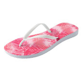 Palmbladafdrukken, Fuchsia, koraal- en pastroze Teenslippers (Schuin)