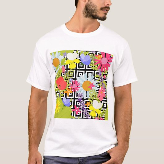 Palmbladeren en -bloemen t-shirt (Voorkant)