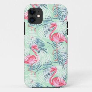 Palmbladeren en -flamingos iPhone 11 hoesje