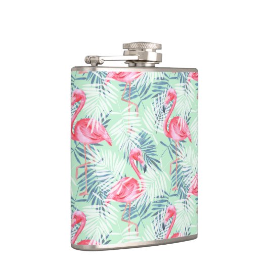 Palmbladeren en -flamingos heupfles (Rechts)