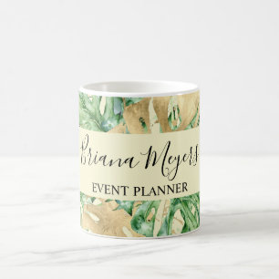 Palmbladeren goud tropisch geel koffiemok