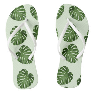 Palmbladeren, groene bladeren, tropisch patroon teenslippers