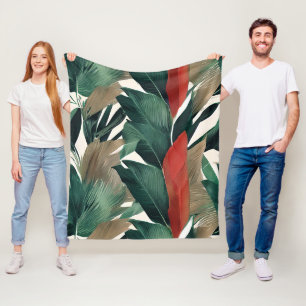 Palmbladeren in gedempte tonen fleece deken