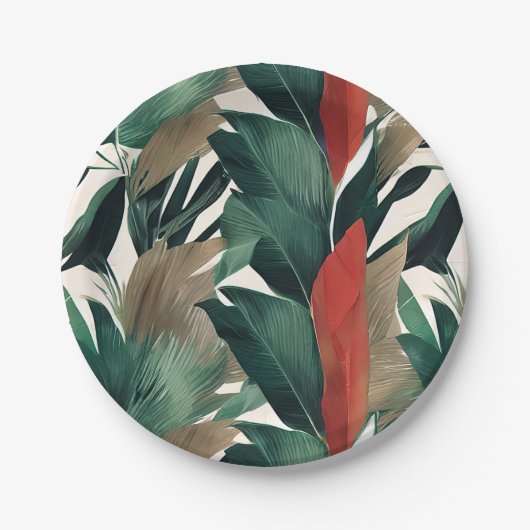 Palmbladeren in gedempte tonen papieren bordje (Voorkant)