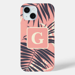 Palmbladeren Lichtroze gepersonaliseerd monogram