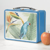 Palmbladeren met blauwe vogel (In situ)