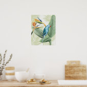 Palmbladeren met blauwe vogel poster (Keuken)