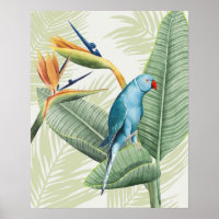 Palmbladeren met blauwe vogel