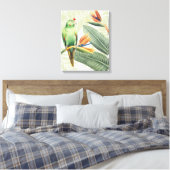 Palmbladeren met een groene vogel canvas afdruk (Insitu (Slaapkamer))