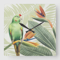 Palmbladeren met een groene vogel