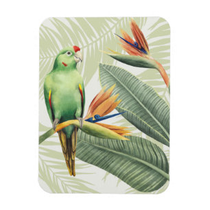 Palmbladeren met groene vogel magneet